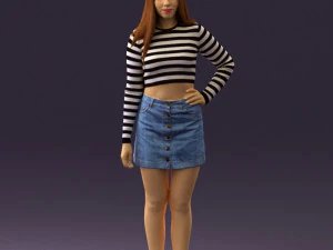woman in striped blouse 0405 3D Model