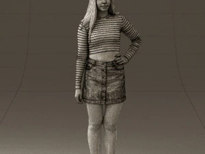 woman in striped blouse 0405 3D Model