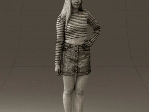 woman in striped blouse 0405 3D Model