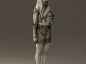woman in striped blouse 0405 3D Model