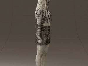 woman in striped blouse 0405 3D Model