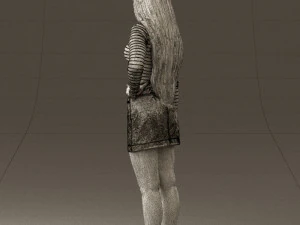 woman in striped blouse 0405 3D Model