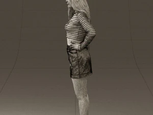 woman in striped blouse 0405 3D Model