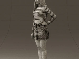 woman in striped blouse 0405 3D Model
