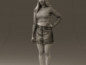 woman in striped blouse 0405 3D मॉडल