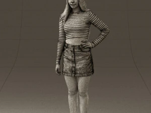 woman in striped blouse 0405 3D Model