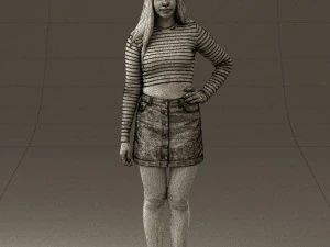 woman in striped blouse 0405 3D Model