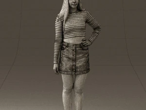 woman in striped blouse 0405 3D Model