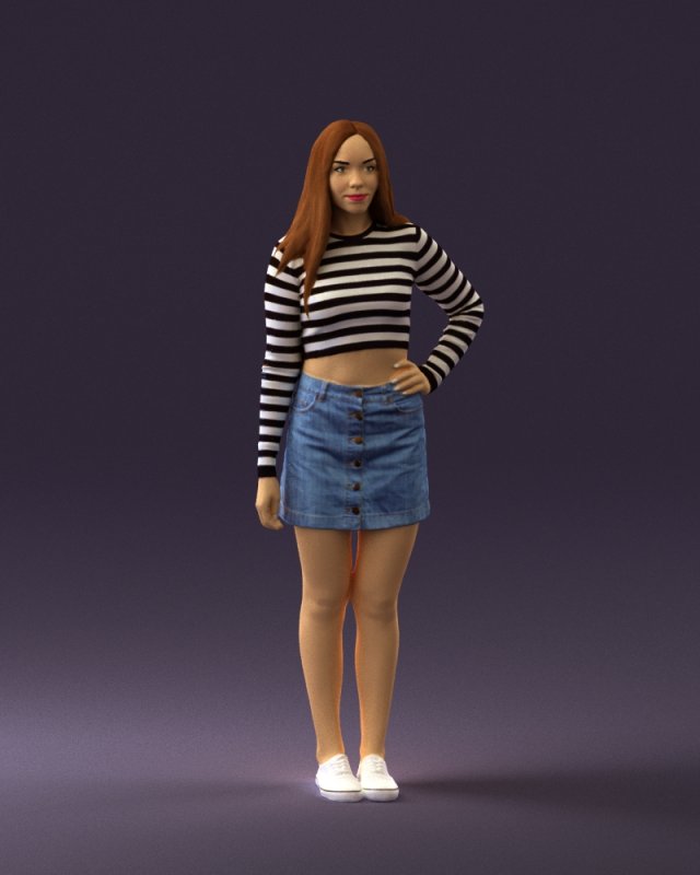 woman in striped blouse 0405 3d print ready Modelo de impresión 3D .c4d .max .obj .3ds .fbx .stl .blend 