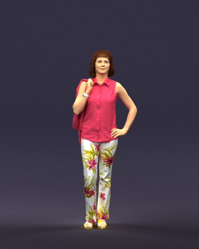 flowers pants woman 0403 3D-Modell .c4d .max .obj .3ds .fbx .stl .blend 