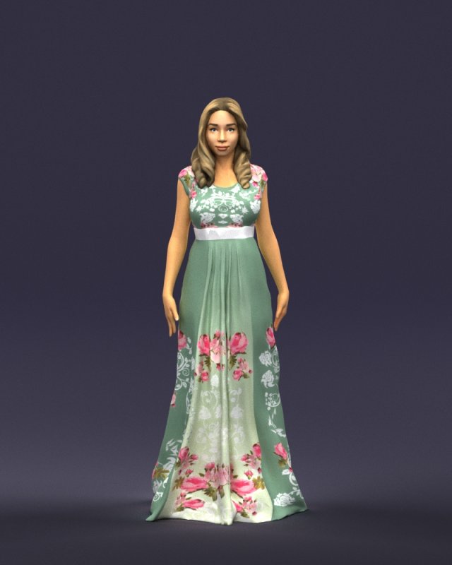 long dress woman 0397 Modelo 3D .c4d .max .obj .3ds .fbx .stl .blend 
