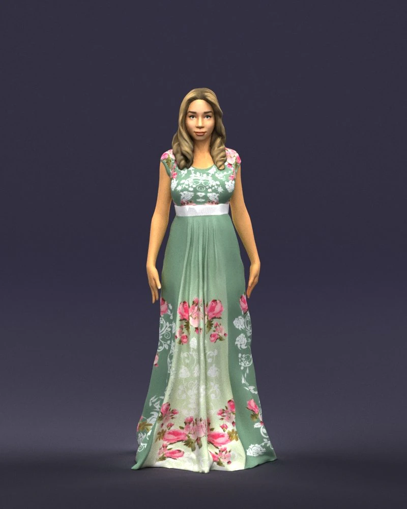 long dress woman 0397 3D Model .c4d .max .obj .3ds .fbx .stl .blend 