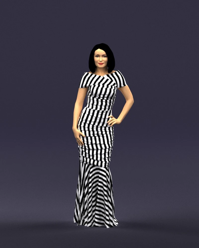 striped woman 0395 3d print ready 3D Print Model .c4d .max .obj .3ds .fbx .stl .blend 