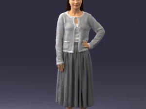 회색 치마를 입은 여자 0390 3D 모델