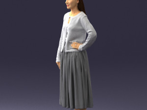 woman in gray skirt 0390 3D Модель