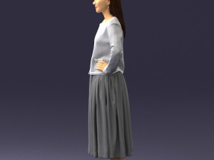 woman in gray skirt 0390 3D Модель