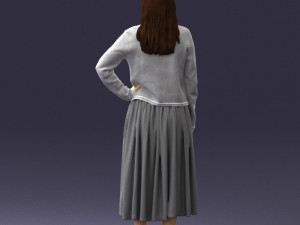 woman in gray skirt 0390 3D Модель