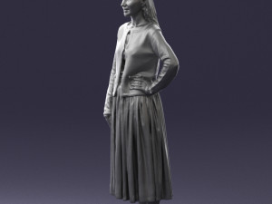 woman in gray skirt 0390 3D Модель