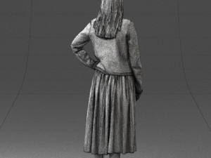 woman in gray skirt 0390 3D Модель
