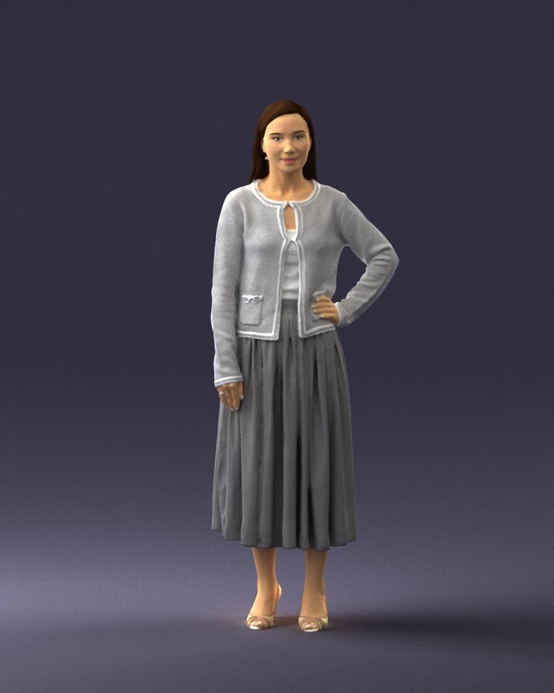 woman in gray skirt 0390 3d print ready 3D Print Model .c4d .max .obj .3ds .fbx .stl .blend 