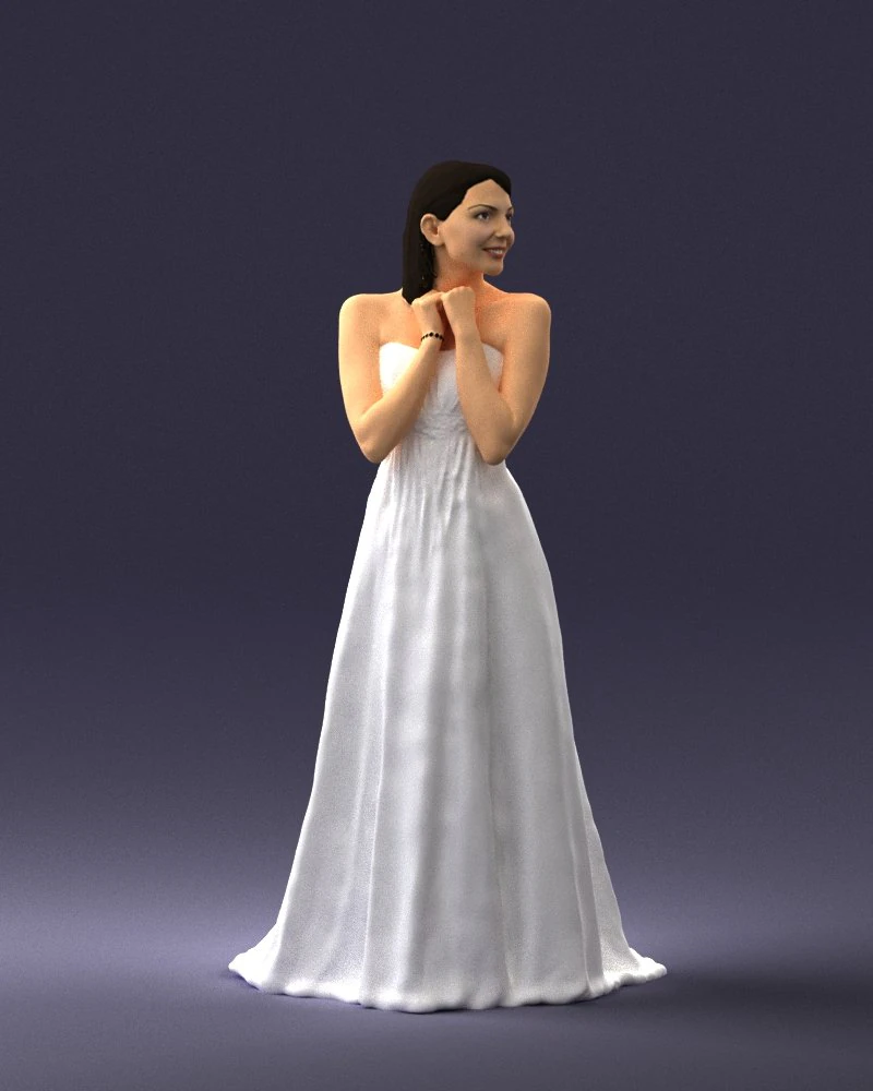 bride in white dress 0388 3d print ready 3D Print Model .c4d .max .obj .3ds .fbx .stl .blend