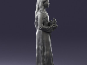 girl in dress with rabbit 0387 Modelo 3D