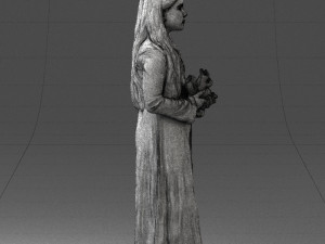 girl in dress with rabbit 0387 Modelo 3D