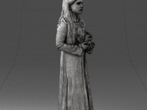 girl in dress with rabbit 0387 Modelo 3D