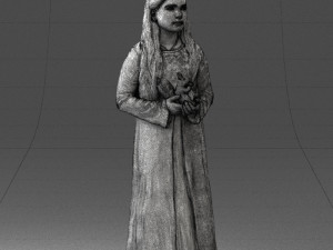 girl in dress with rabbit 0387 Modelo 3D