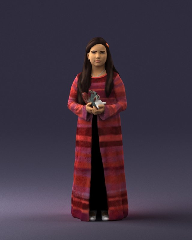 girl in dress with rabbit 0387 3d print ready 3D 打印模型 .c4d .max .obj .3ds .fbx .stl .blend 