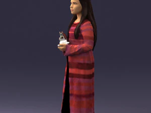 girl in dress with rabbit 0387 3d print ready 3D Print Model