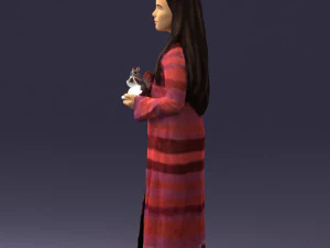 girl in dress with rabbit 0387 3d print ready 3D Print Model