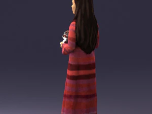girl in dress with rabbit 0387 3d print ready 3D Print Model