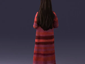 girl in dress with rabbit 0387 3d print ready 3D Print Model