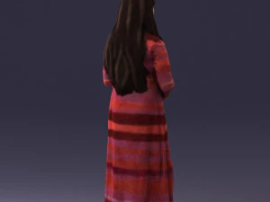 girl in dress with rabbit 0387 3d print ready 3D Print Model