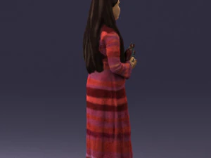 girl in dress with rabbit 0387 3d print ready 3D Print Model