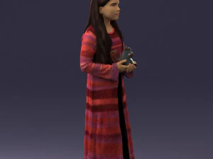 girl in dress with rabbit 0387 3d print ready 3D Print Model