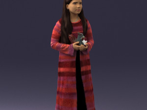 girl in dress with rabbit 0387 3d print ready 3D 打印模型