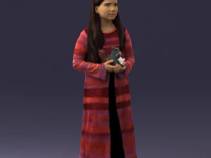 girl in dress with rabbit 0387 3d print ready 3D Print Model