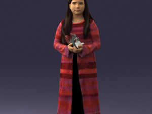 girl in dress with rabbit 0387 3d print ready 3D 打印模型