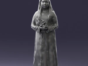 girl in dress with rabbit 0387 3d print ready 3D Print Model