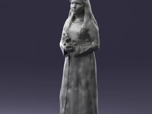 girl in dress with rabbit 0387 3d print ready 3D Print Model