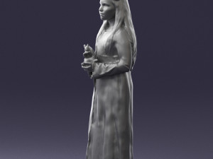 girl in dress with rabbit 0387 3d print ready 3D 打印模型