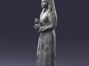 girl in dress with rabbit 0387 3d print ready 3D Print Model