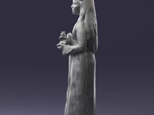 girl in dress with rabbit 0387 3d print ready 3D Print Model