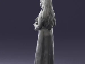 girl in dress with rabbit 0387 3d print ready 3D Print Model