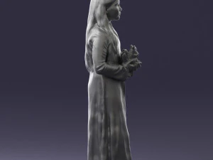 girl in dress with rabbit 0387 3d print ready 3D Print Model