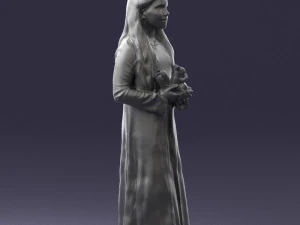 girl in dress with rabbit 0387 3d print ready 3D Print Model