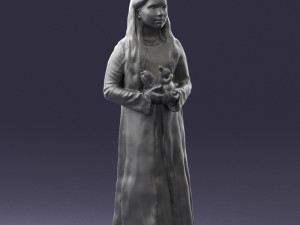 girl in dress with rabbit 0387 3d print ready 3D 打印模型