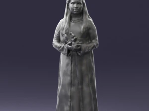 girl in dress with rabbit 0387 3d print ready 3D Print Model
